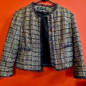 INC. Gold flecked plaid dress jacket